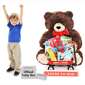Giant Christmas Teddy Bear with Toys - Brown