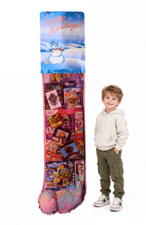 Happy Holidays Stocking With Toys - 6 Foot Deluxe