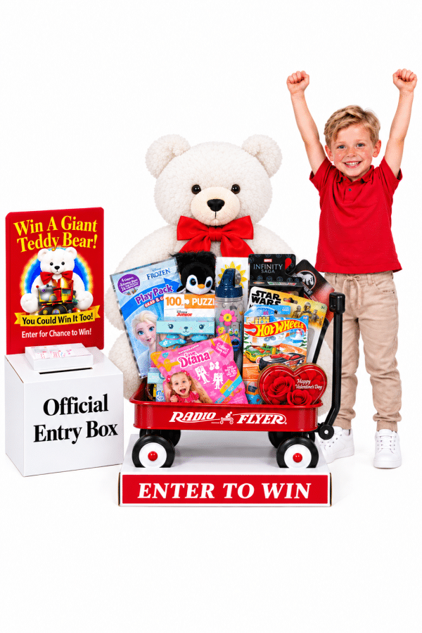 Giant Valentines Day Teddy Bear With Toys –  White