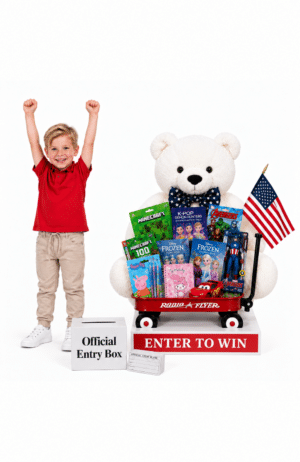 Giant 4th of July Teddy Bear With Toys –  White