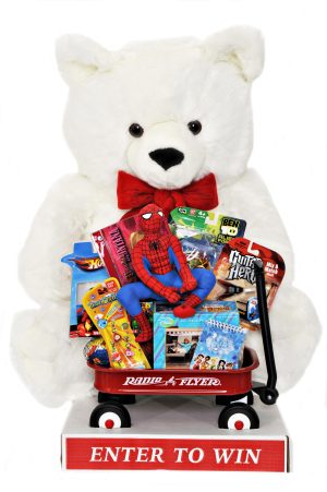 Giant White Teddy Bear with Toys for Christmas
