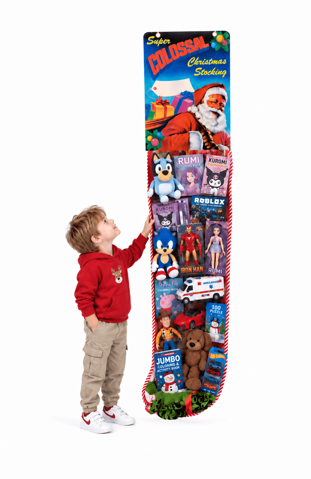 Christmas Stocking With Toys - 6 Foot Standard
