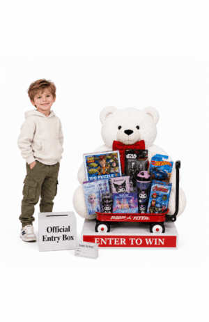 Giant White Teddy Bear With Toys
